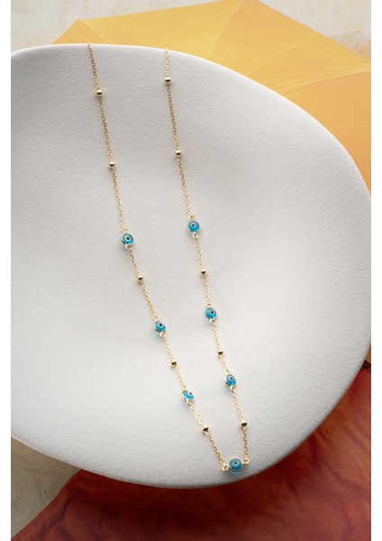 925 Ayar Gümüş Nazar Boncuklu Zincir Kolye fırsatları