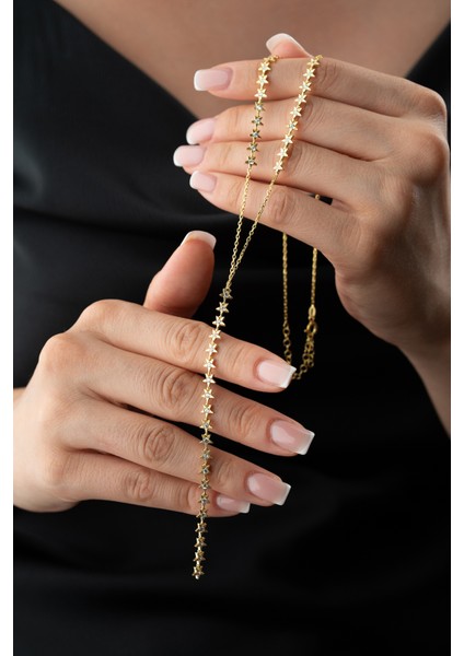 925 Ayar Gümüş Zirkon Taşlı Yıldız Y Kolye modelleri