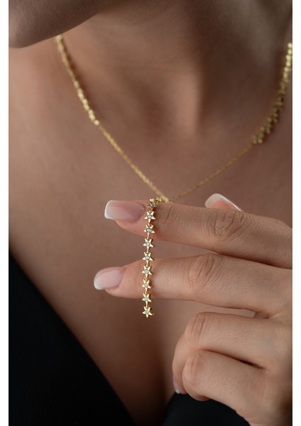 925 Ayar Gümüş Zirkon Taşlı Yıldız Y Kolye indirimleri