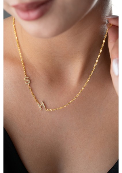 925 Ayar Gümüş Kişiye Özel Ikili Harf Kolye fiyatları