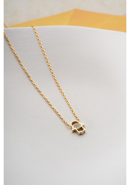 925 Ayar Gümüş Zirkon Taşlı Fatma Eli Kolye fırsatları