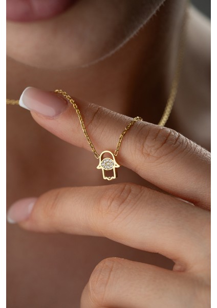 925 Ayar Gümüş Zirkon Taşlı Fatma Eli Kolye indirimleri