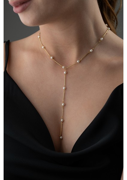 925 Ayar Gümüş Incili Y Kolye