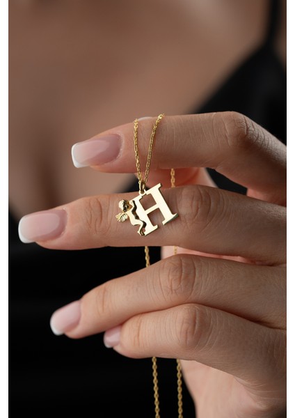 925 Ayar Gümüş Kişiye Özel Melekli Harf Kolye fiyatları