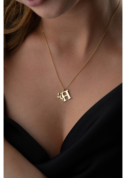 925 Ayar Gümüş Kişiye Özel Melekli Harf Kolye modelleri