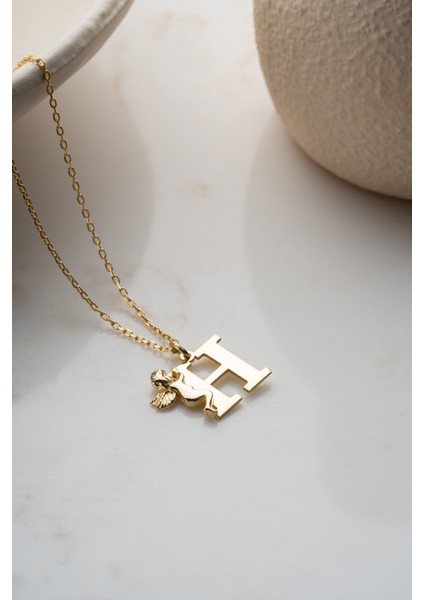 925 Ayar Gümüş Kişiye Özel Melekli Harf Kolye fırsatları