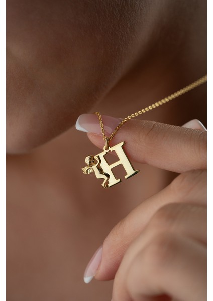 925 Ayar Gümüş Kişiye Özel Melekli Harf Kolye indirimleri