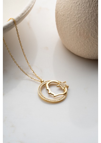 925 Ayar Gümüş Zirkon Taşlı Atatürk Kolye fırsatları