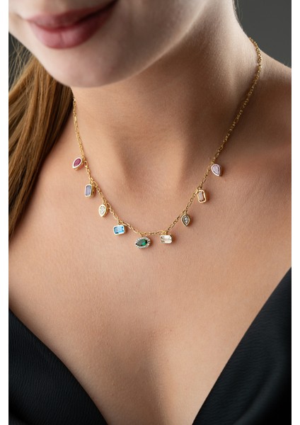 925 Ayar Gümüş Taşlı Trend Model Kolye