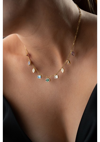 925 Ayar Gümüş Taşlı Trend Model Kolye fiyatları