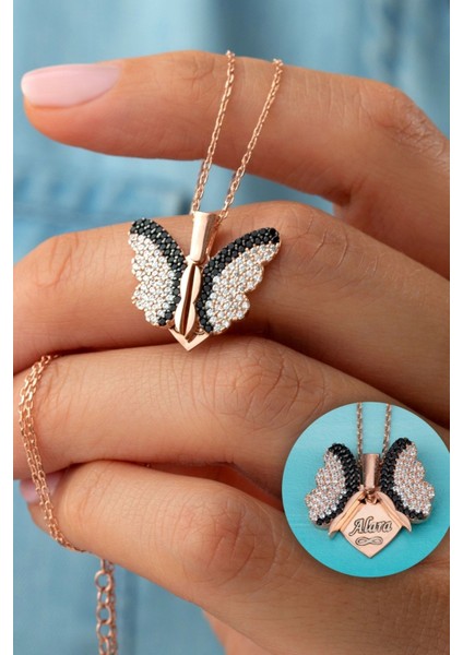 925 Ayar Gümüş Çift Renk Kanatlı Kelebek Kolye fiyatları