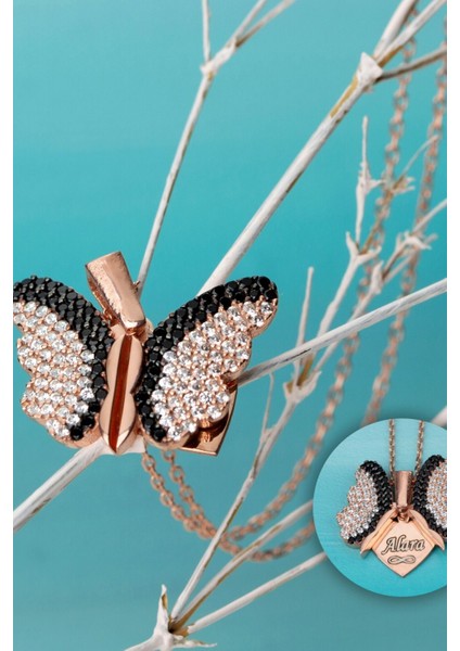 925 Ayar Gümüş Çift Renk Kanatlı Kelebek Kolye indirimleri