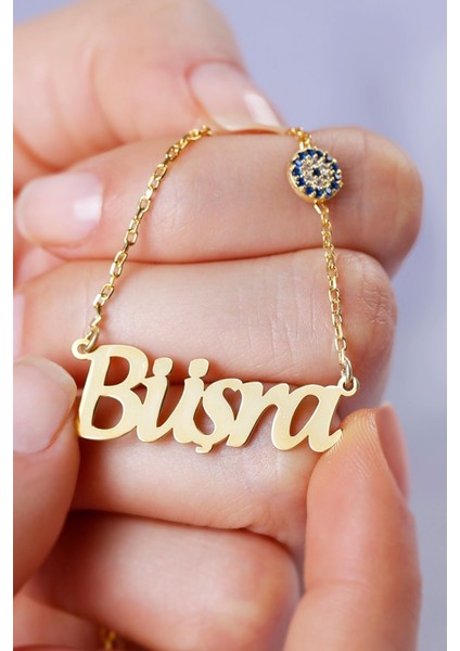 925 Ayar Gümüş Nazarlı Isimli Kolye
