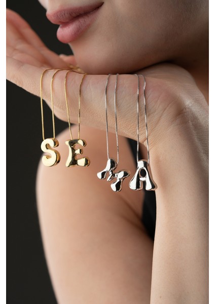 925 Ayar Gümüş Kişiye Özel Balon Harf Kolye