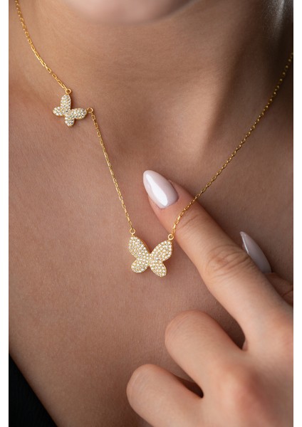 925 Ayar Gümüş Taşlı Kelebek Kolye fiyatları