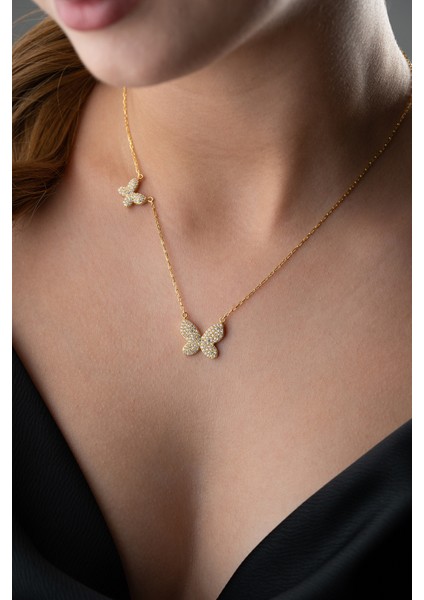 925 Ayar Gümüş Taşlı Kelebek Kolye modelleri