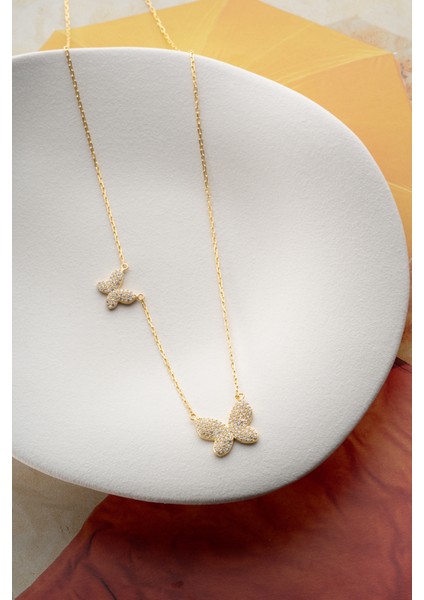 925 Ayar Gümüş Taşlı Kelebek Kolye fırsatları