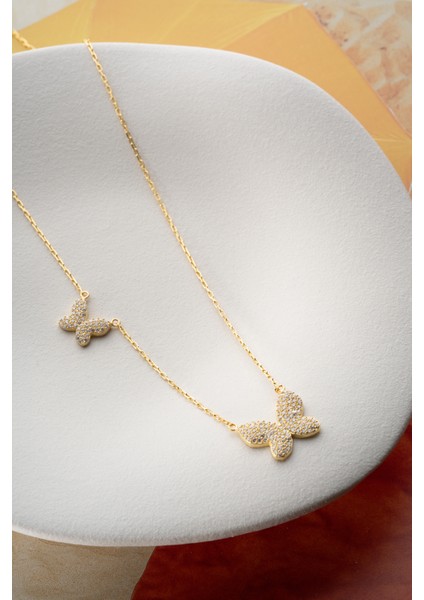 925 Ayar Gümüş Taşlı Kelebek Kolye indirimleri