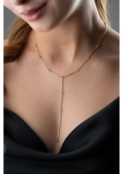 925 Ayar Gümüş Taşlı Y Zincir Kolye modelleri