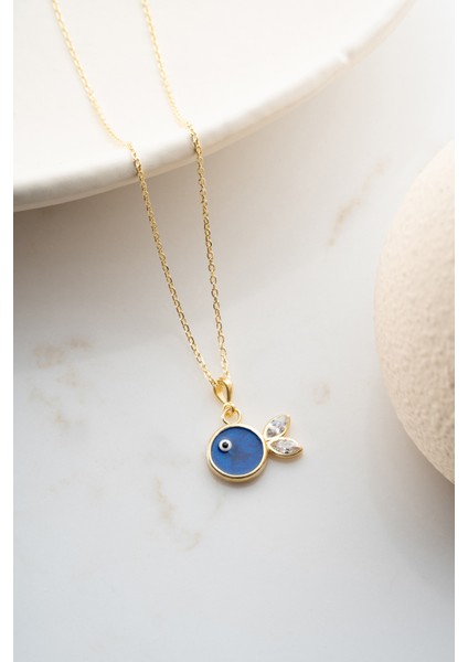 925 Ayar Gümüş Lacivert Mineli Balık Kolye fırsatları