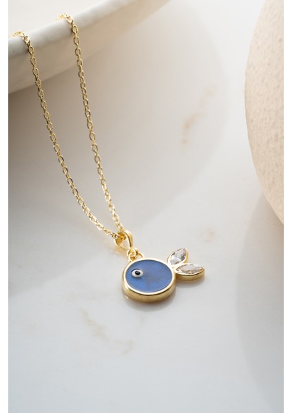 925 Ayar Gümüş Lacivert Mineli Balık Kolye indirimleri