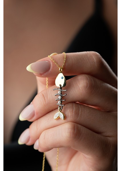 925 Ayar Gümüş Balık Kılçığı Kolye