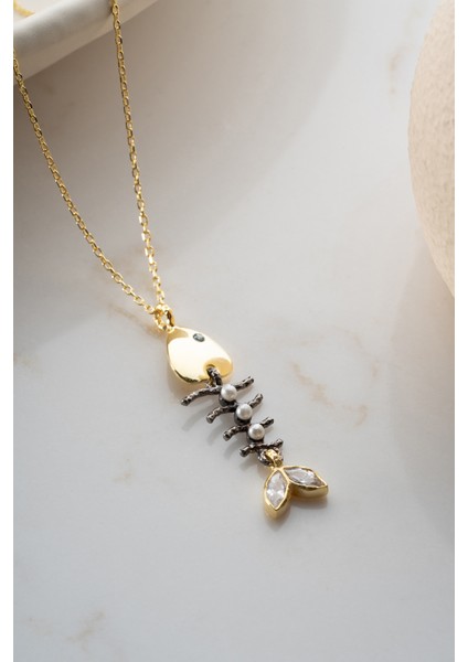 925 Ayar Gümüş Balık Kılçığı Kolye fırsatları