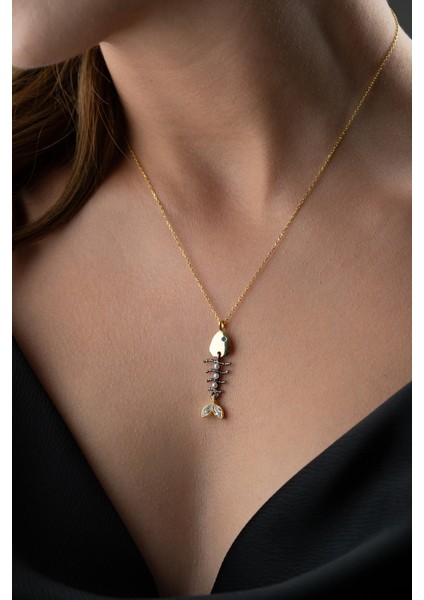 925 Ayar Gümüş Balık Kılçığı Kolye indirimleri