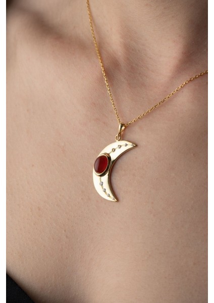 925 Ayar Gümüş Gold Hilal Kolye fırsatları