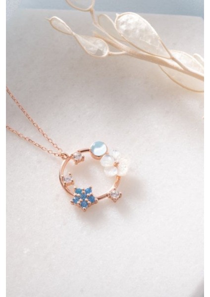 925 Ayar Gümüş Sedefli Çiçek Kolye fiyatları