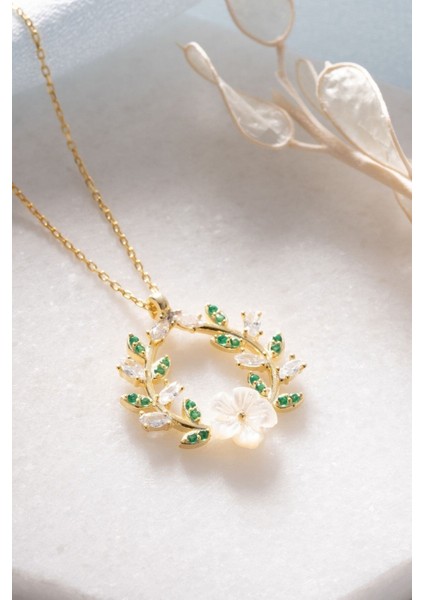 925 Ayar Gümüş Sedefli Çiçek Kolye fiyatları