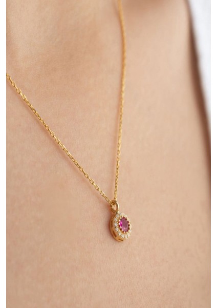 925 Ayar Gümüş Temmuz Ayı Doğum Taşı ( Ruby ) Kolye modelleri