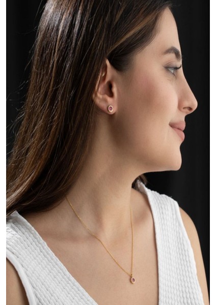 925 Ayar Gümüş Temmuz Ayı Doğum Taşı ( Ruby ) Kolye fırsatları