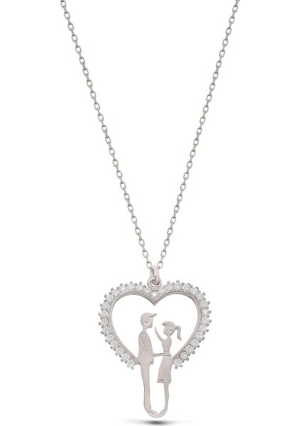 925 Ayar Gümüş Mutlu Çift Kalp Kolye