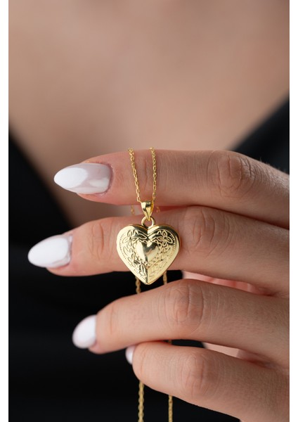 925 Ayar Gümüş Desenli Kapaklı Kalp Kolye fiyatları