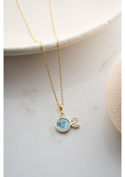 925 Ayar Gümüş Mavi Mineli Balık Kolye fırsatları