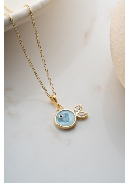 925 Ayar Gümüş Mavi Mineli Balık Kolye indirimleri