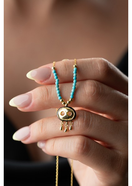 925 Ayar Gümüş Boncuklu Süryani Gözü Kolye modelleri