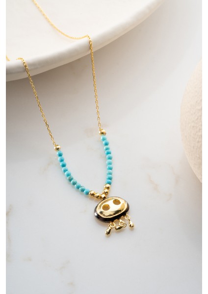 925 Ayar Gümüş Boncuklu Süryani Gözü Kolye fırsatları