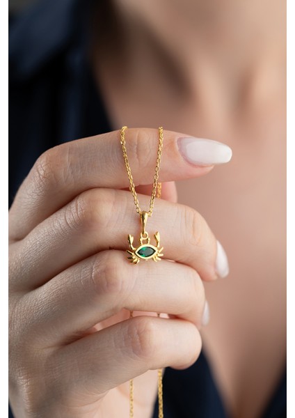 925 Ayar Gümüş Yengeç Model Kolye