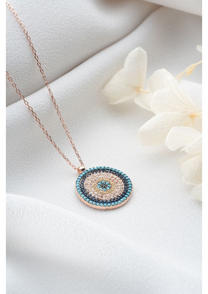 925 Ayar Gümüş Zirkon Taşlı Nazarlı Kolye fırsatları