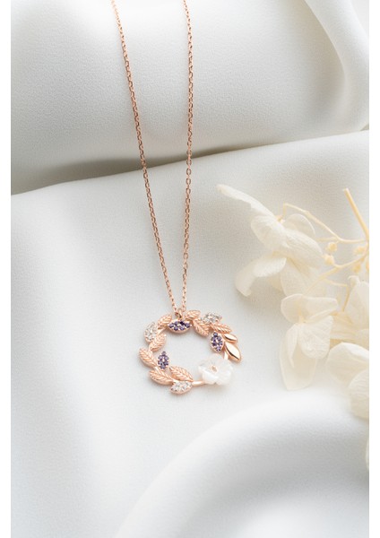 925 Ayar Gümüş Sedefli Çiçek Kolye