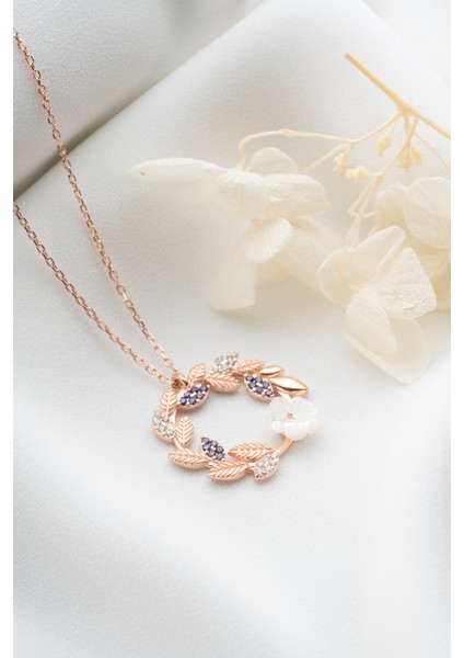 925 Ayar Gümüş Sedefli Çiçek Kolye fiyatları