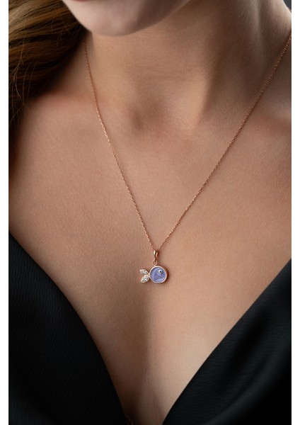 925 Ayar Gümüş Mor Mineli Balık Kolye