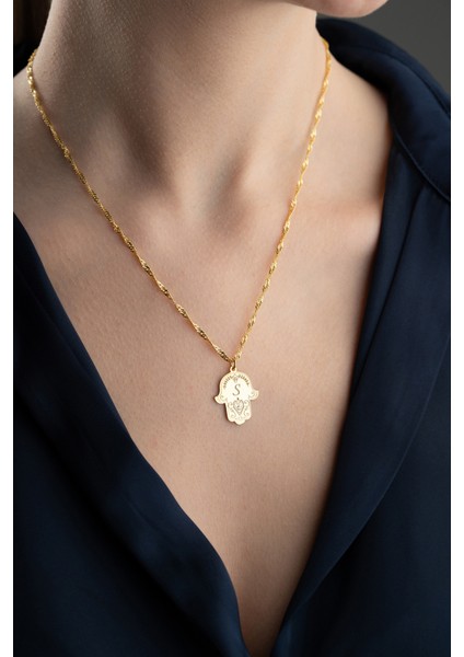 925 Ayar Gümüş Kişiye Özel Fatma Eli Harf Kolye