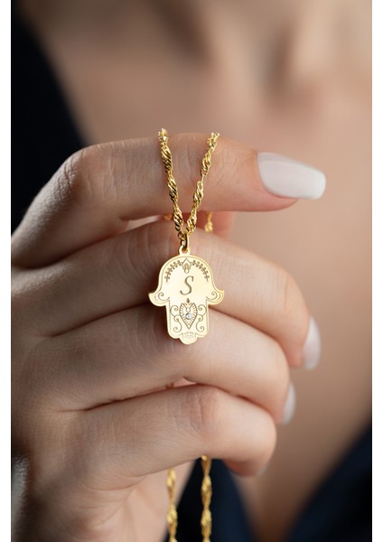 925 Ayar Gümüş Kişiye Özel Fatma Eli Harf Kolye modelleri