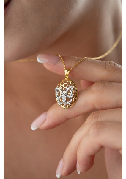 925 Ayar Gümüş Petekteki Kelebek Kolye modelleri