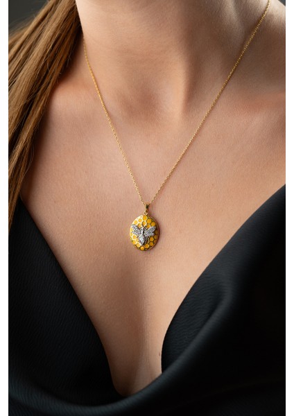 925 Ayar Gümüş Arı Petek Kolye