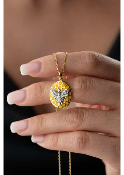 925 Ayar Gümüş Arı Petek Kolye modelleri