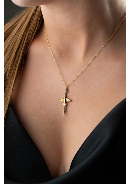 925 Ayar Gümüş Mineli Elifvav Kolye